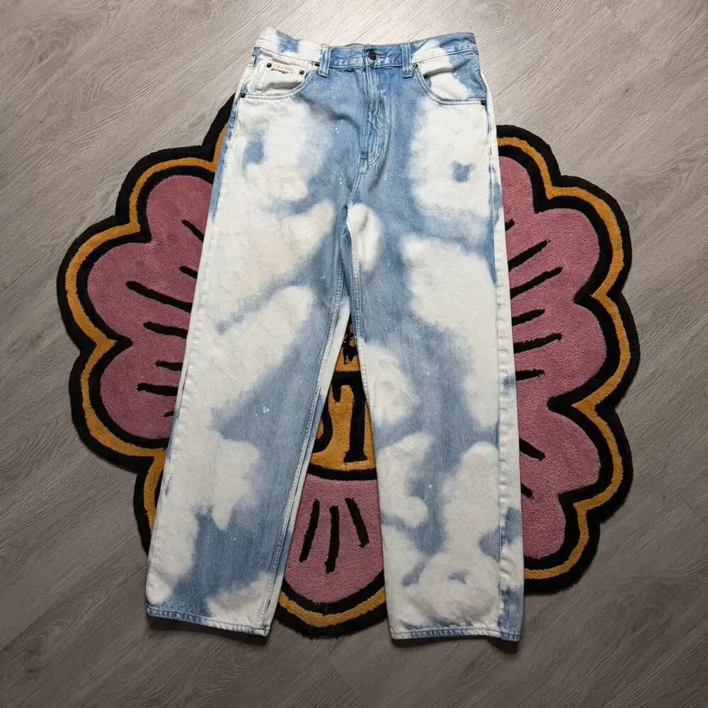 Calvin Klein Original Wide Leg Bleached Denim Jeans Size 31